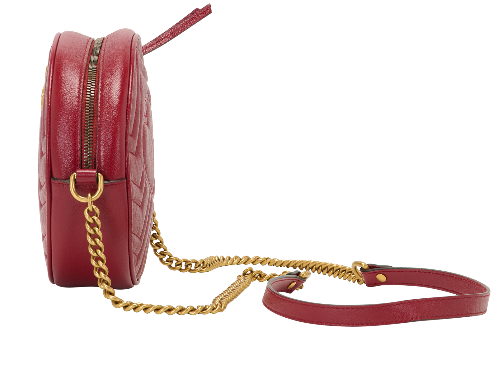 Round Marmont, &pound;595, Handbags, Red, Leather, Bottom view